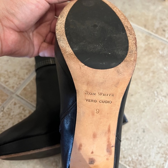 Ron White Vero Cupid Black Leather Ankle Boots with Studded Strap - Picture 9 of 12